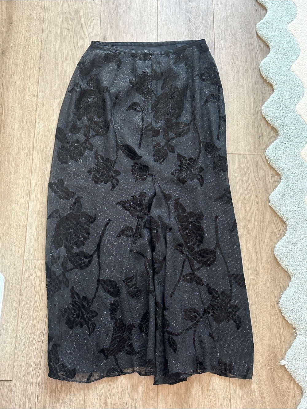 Vintage Liz Claiborne Night floral shimmer midi skirt 12 - Picture 7 of 7